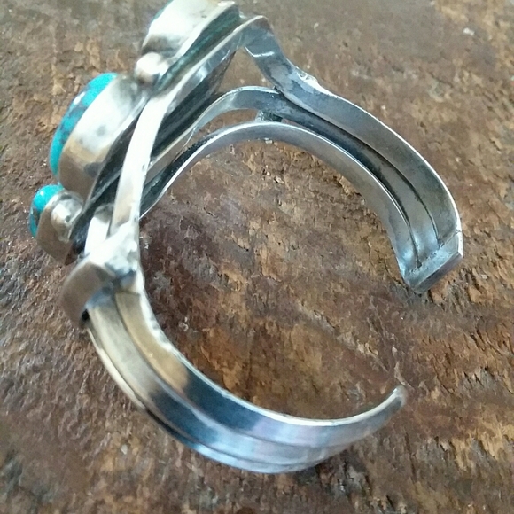 Navajo Sterling Silver Turquoise Cuff Bracelet - Picture 6 of 11